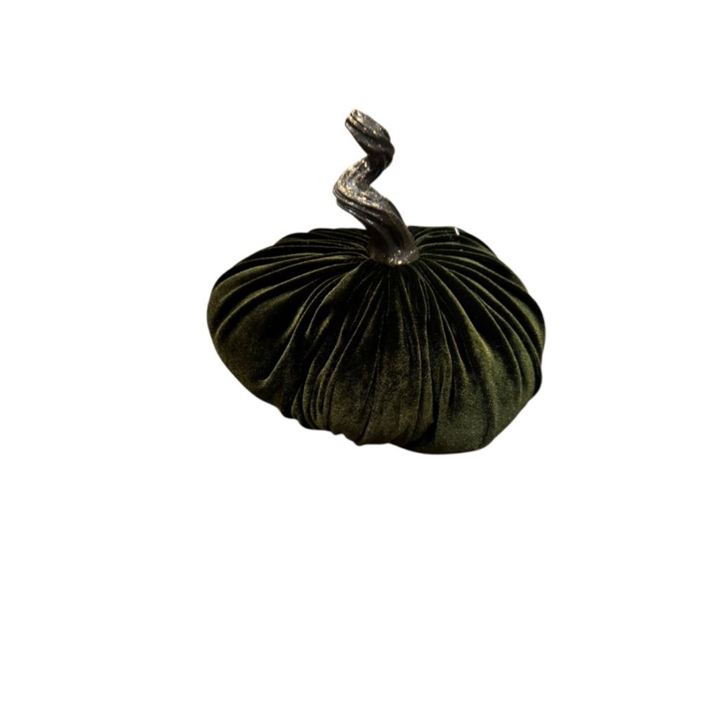 Holiday Decor Velvet Pumpkin One Size Dark Green Brown